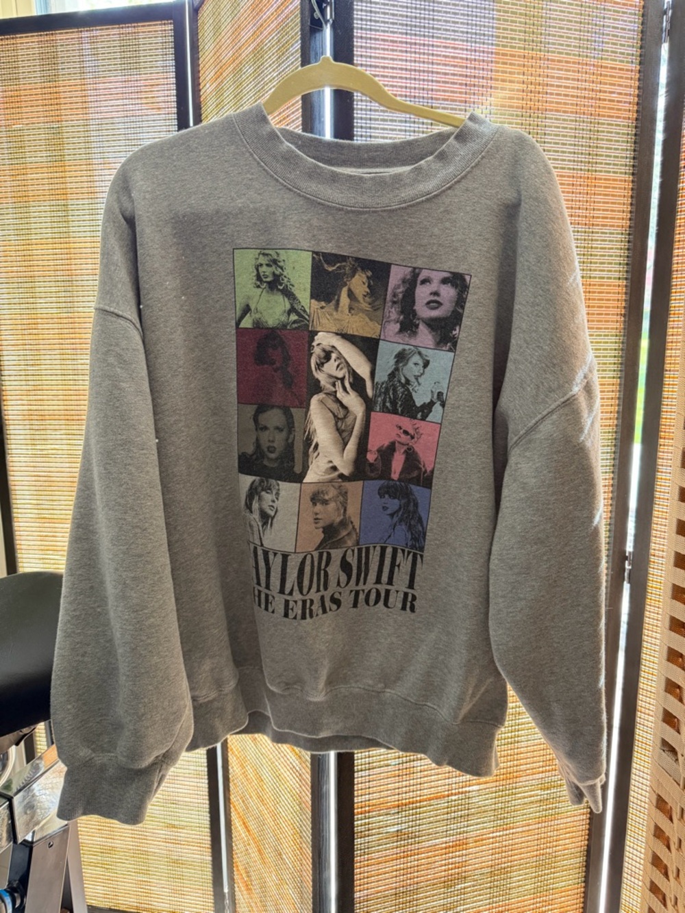 Taylor Swift Gray Crewneck Sweater with Multicolor Graphic